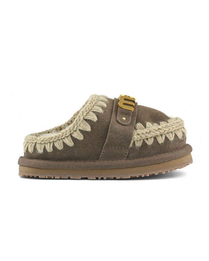 mou Kids slipper suede letter logo<BR/> 