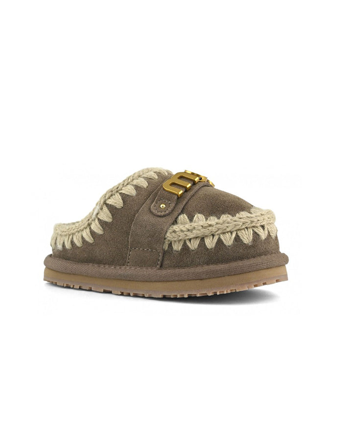 mou Kids slipper suede letter logo<BR/> 