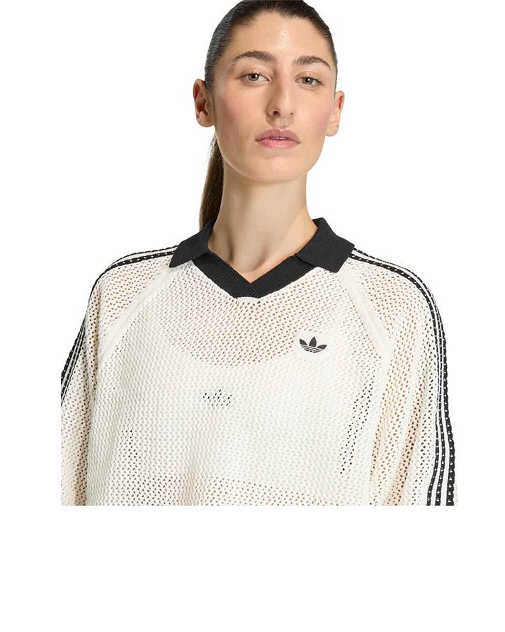 adidas   crochet polo  donna white 
