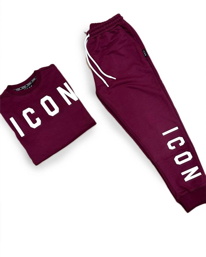 ICON Tuta Completa Uomo Felpata Bordeaux ICUF2W6F001BORDEAUX ICON