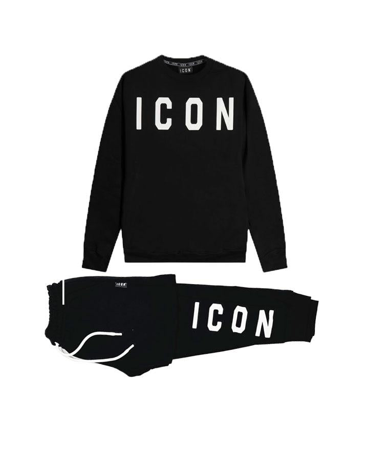 ICON Tuta Completa Uomo Felpata Nero ICUF2W6F001NERO ICON