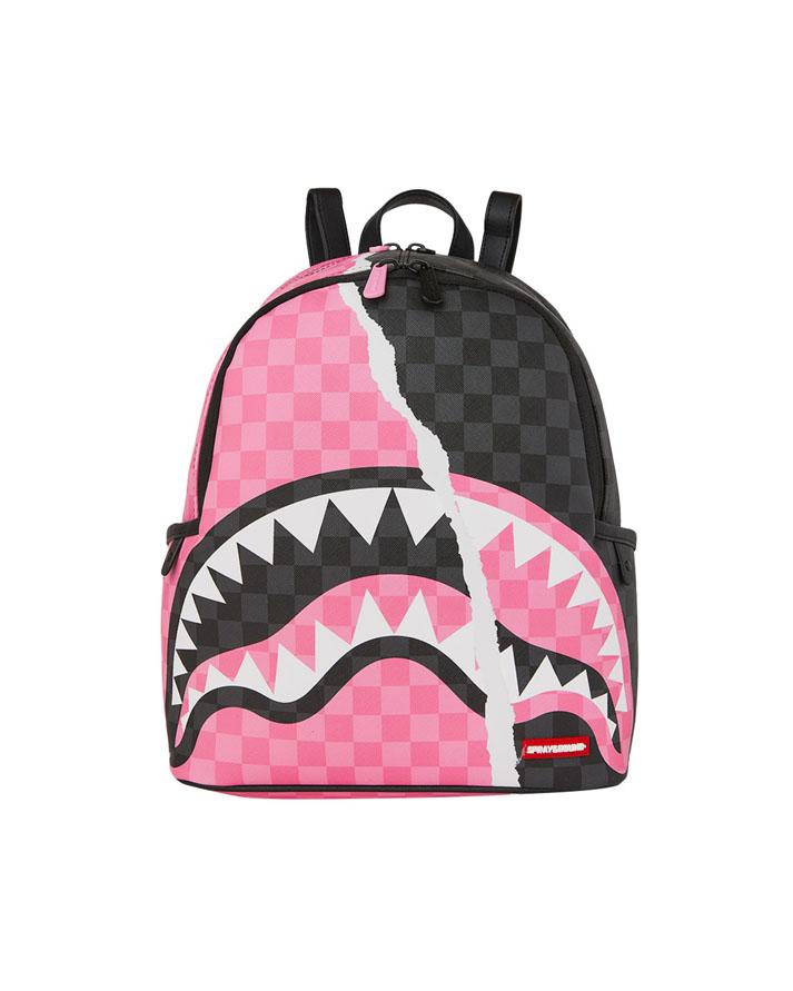 Sprayground Pink And Black Tear Sip Savage Backpack<BR/> 