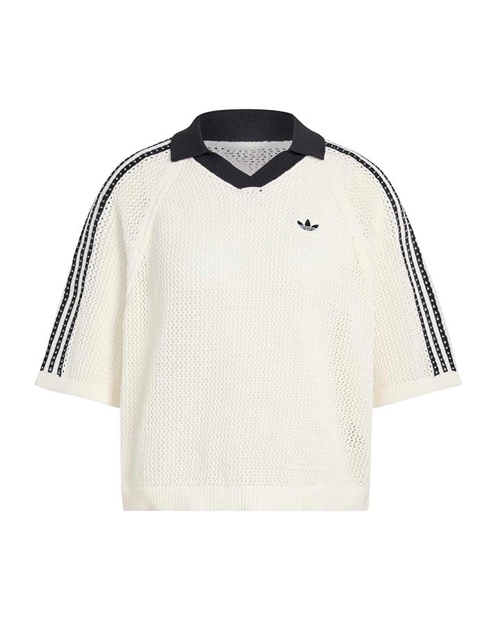 adidas   crochet polo  donna white 