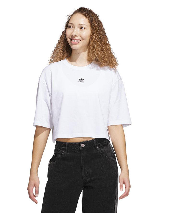 adidas   ess crop tee    white 