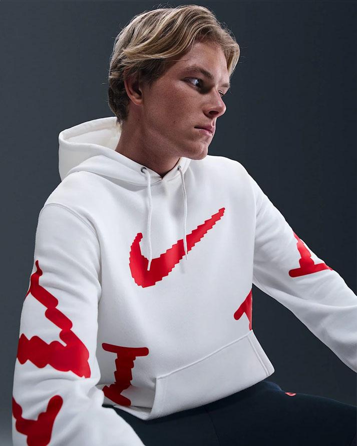 Nike Felpa Sportswear Bianco Rosso Uomo IH4258100 NIKE