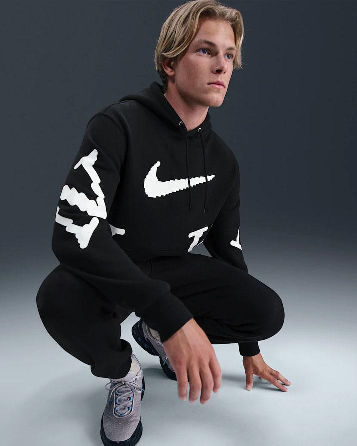 Nike Felpa Sportswear Nero Bianco Uomo IH4258010 NIKE