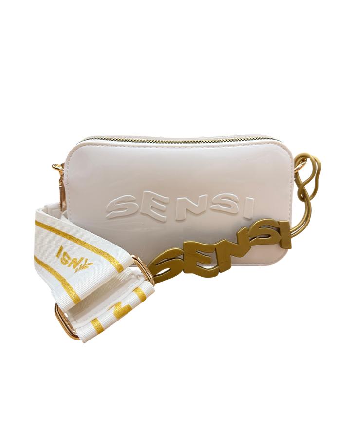 sensi pochette capri bag bianco vernice 