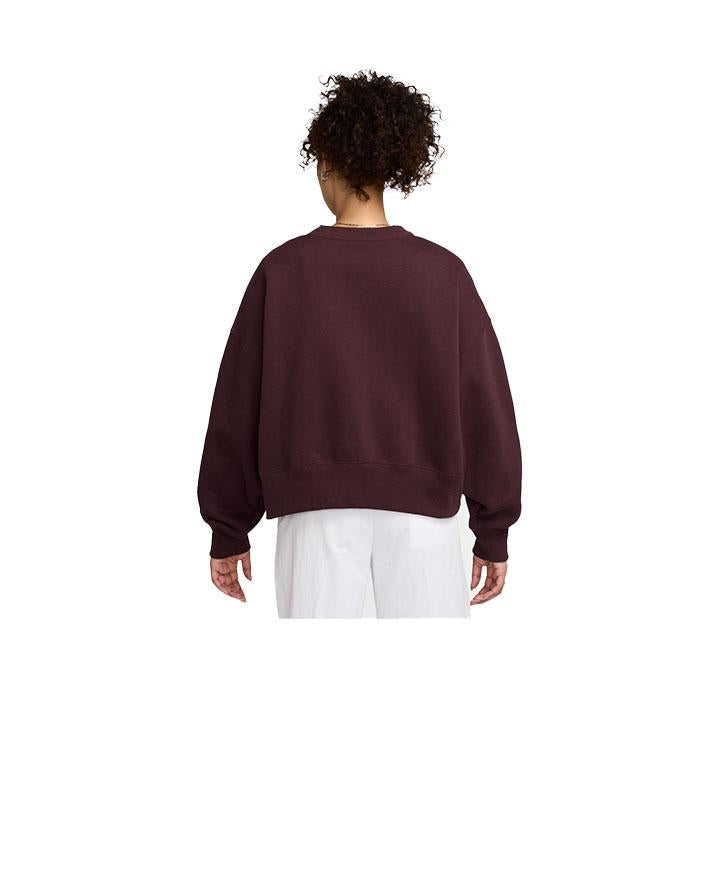 nike maglia w nsw phnx flc crew oos burgundy donna 
