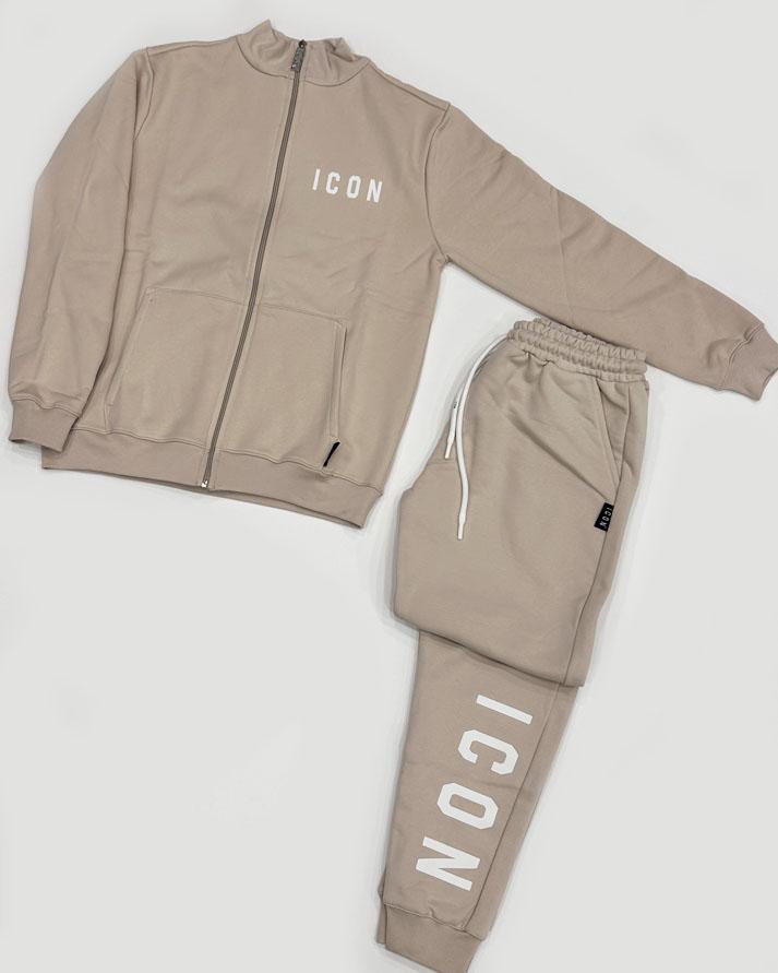 ICON Tuta Completa Uomo Zip Felpata Avorio ICUF2W6F009AVORIO ICON