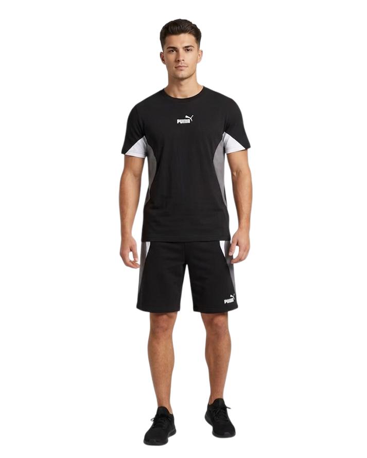puma set completo  ess block tee+shorts 