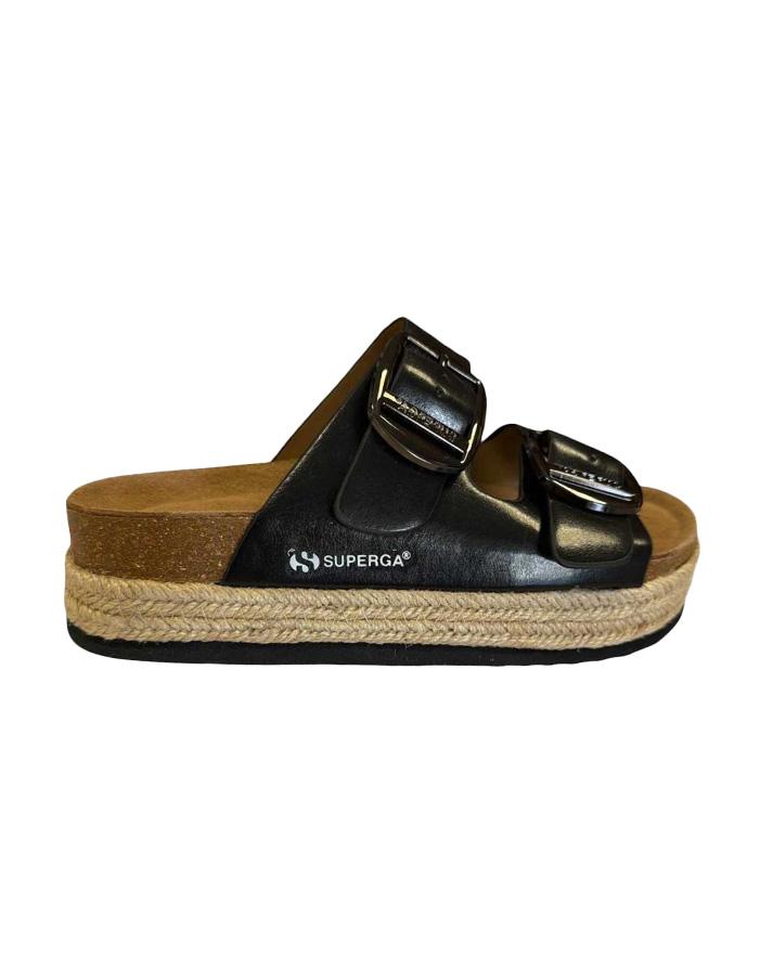 superga sandalo platform nero 